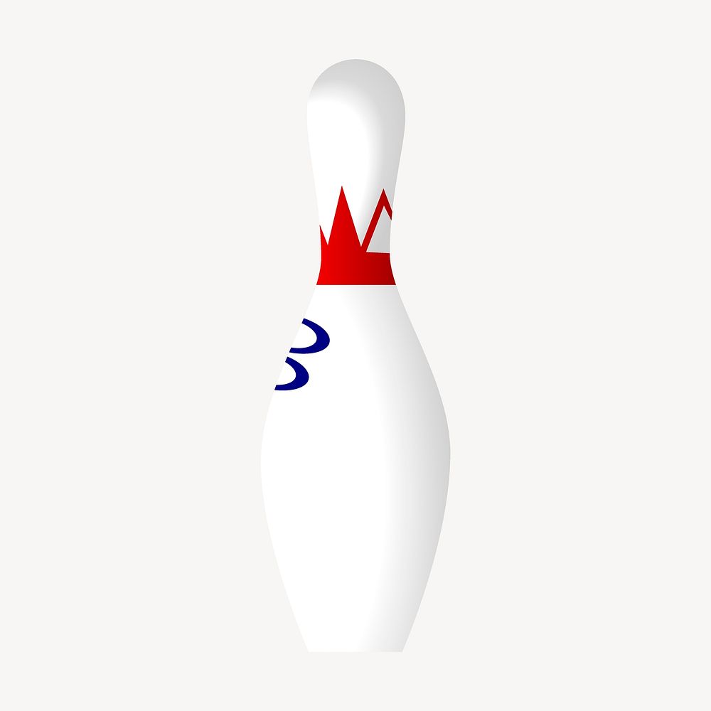 Bowling pin collage element, sports illustration psd. Free public domain CC0 image.