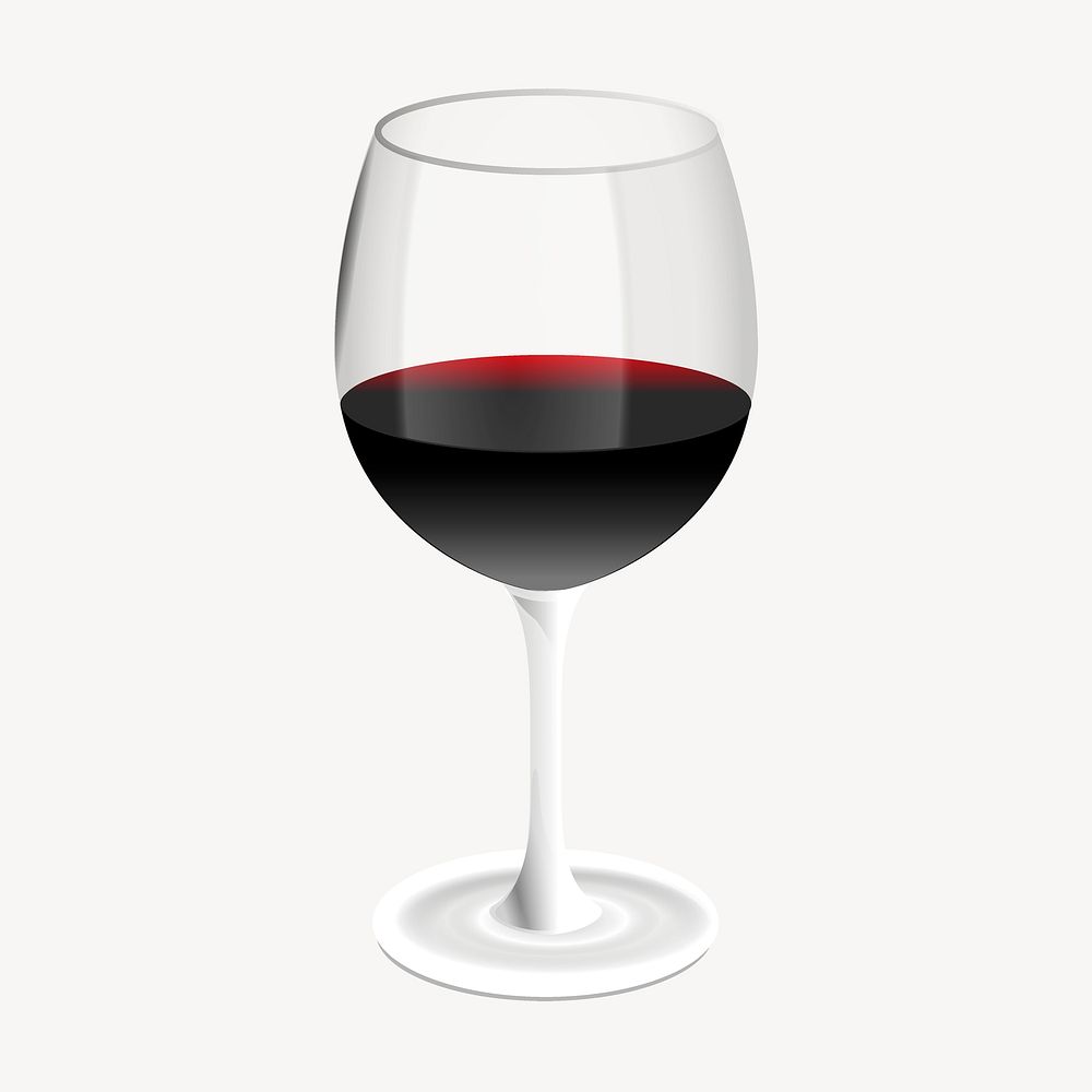 Red wine collage element, beverage illustration psd. Free public domain CC0 image.