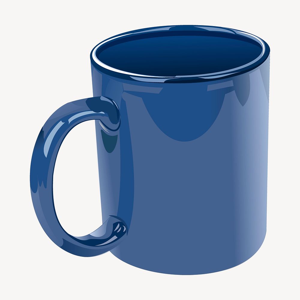 Blue mug clipart, object illustration psd. Free public domain CC0 image.