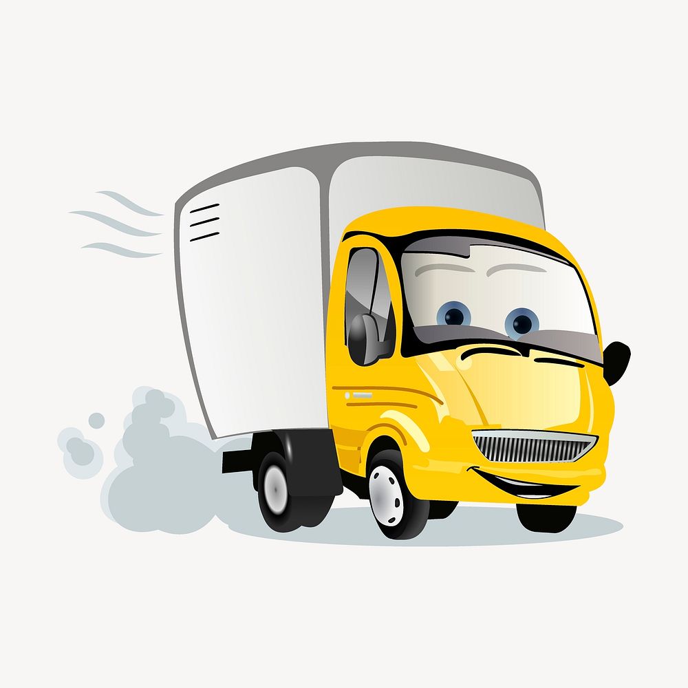 Cartoon truck clipart, logistics illustration psd. Free public domain CC0 image.