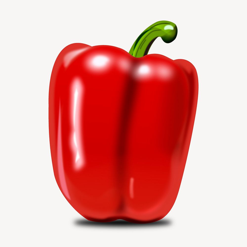 Red bell pepper illustration. Free public domain CC0 image.