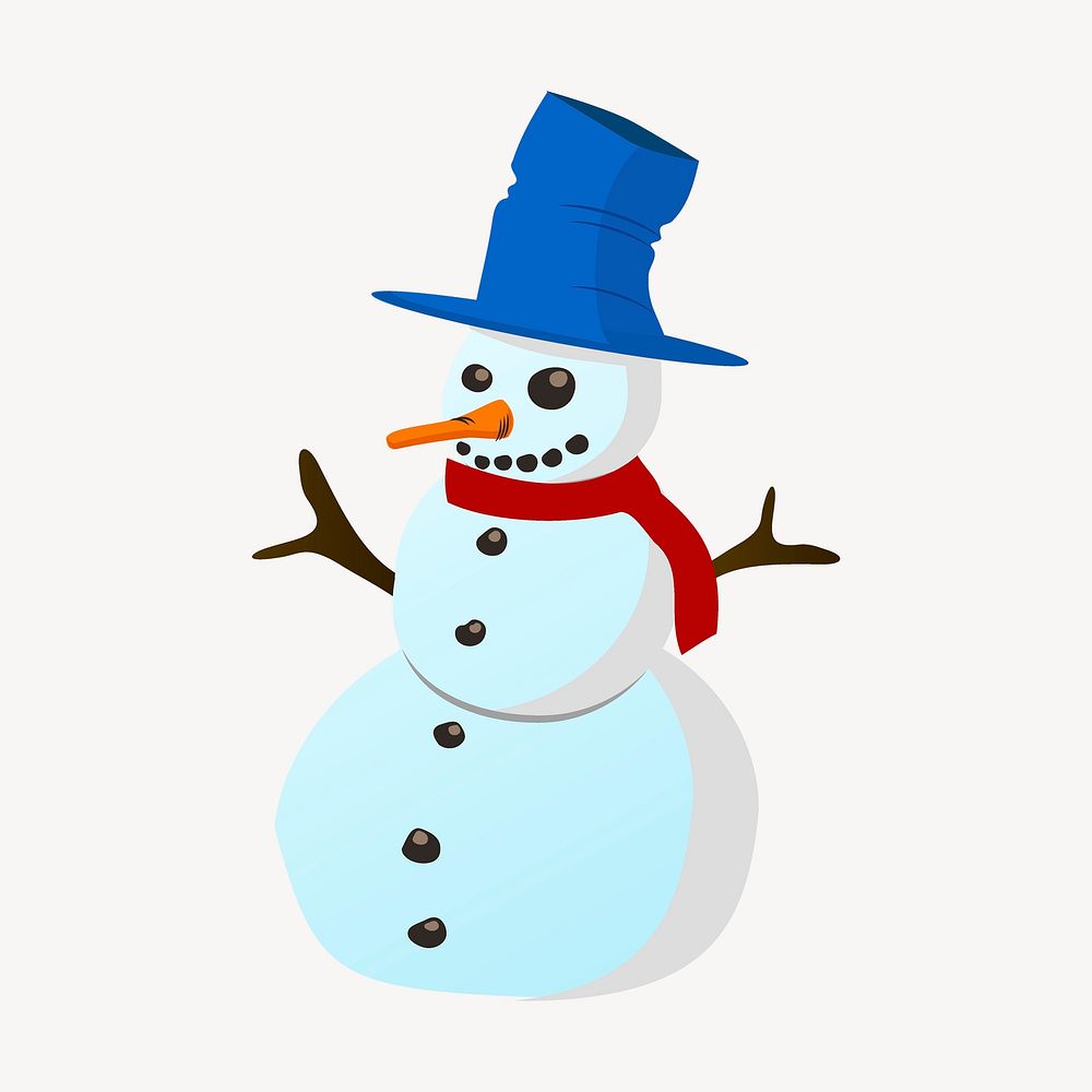 Happy snowman illustration. Free public domain CC0 image.
