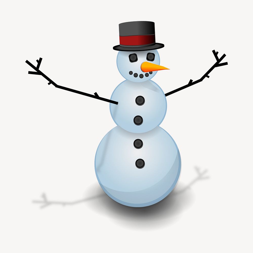 Happy snowman illustration. Free public domain CC0 image.