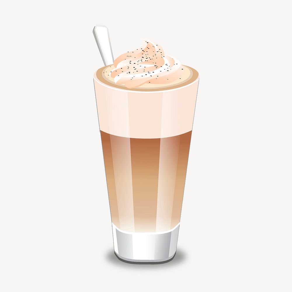 Latte clipart, coffee illustration psd. Free public domain CC0 image.