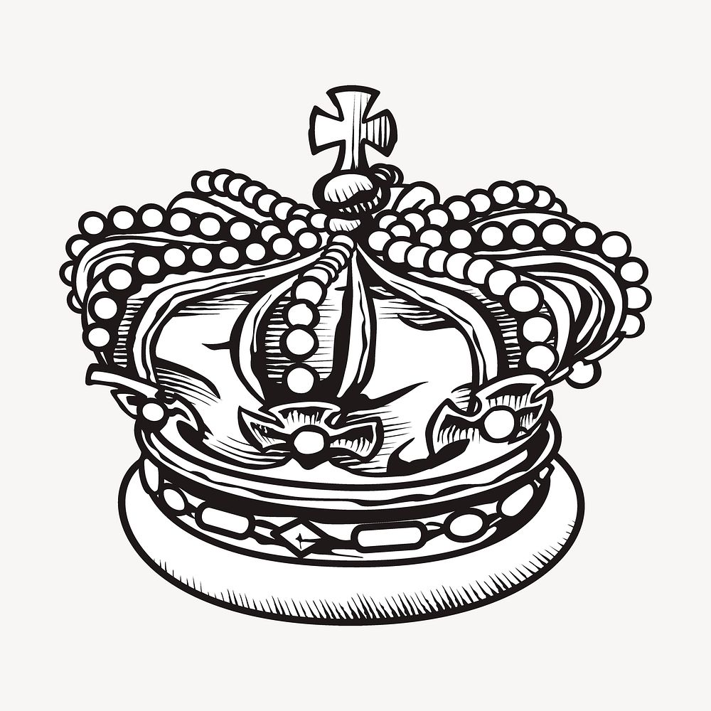 Crown collage element, object illustration psd. Free public domain CC0 image.