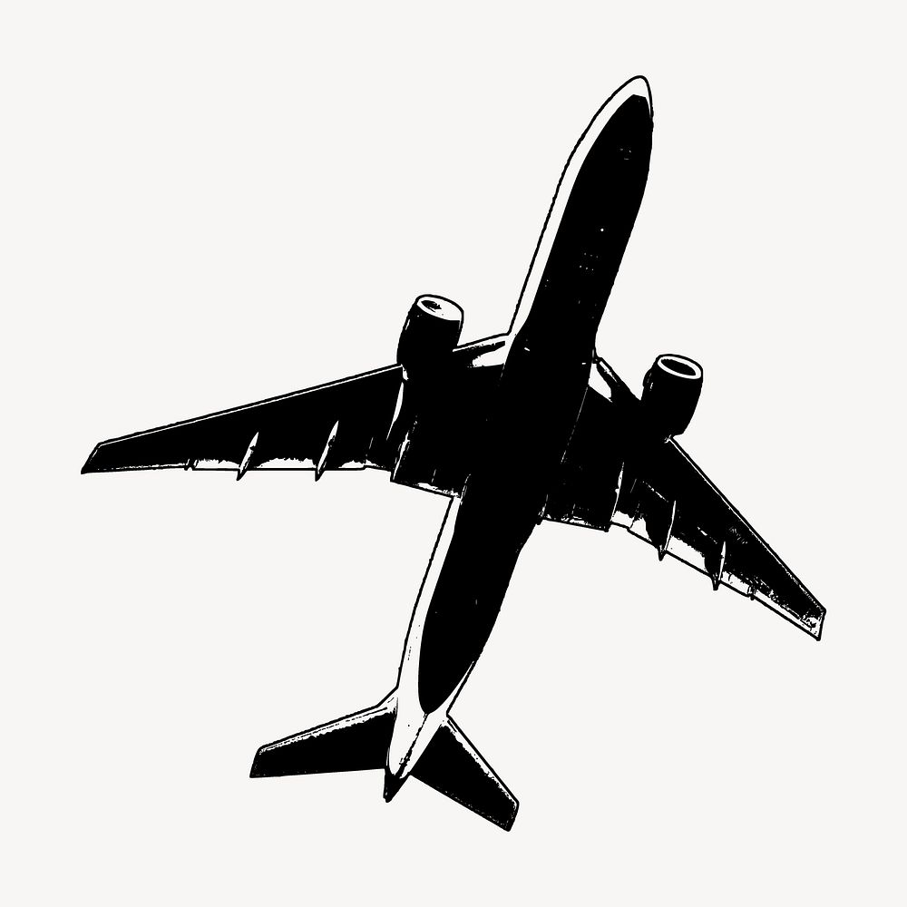 Plane silhouette clipart, travel illustration vector. Free public domain CC0 image.