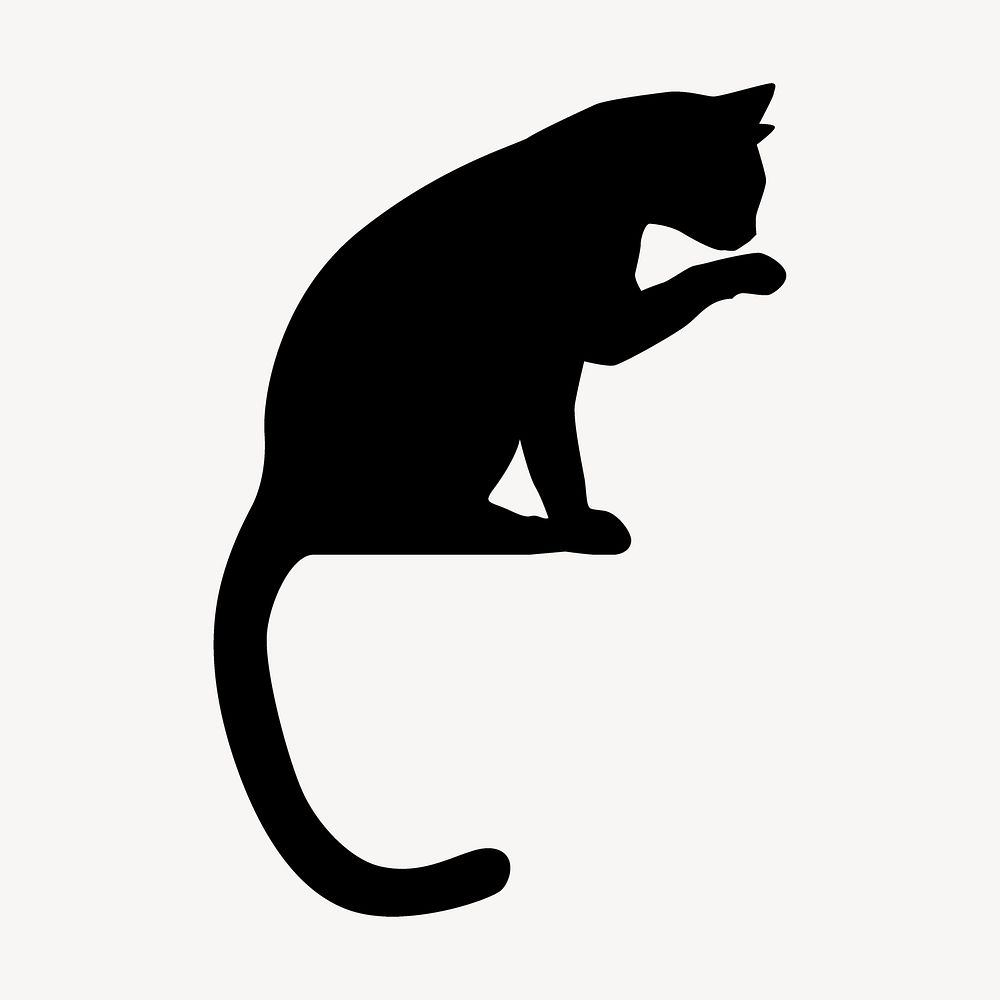 Cat silhouette collage element, animal illustration psd. Free public domain CC0 image.