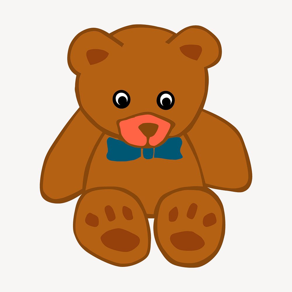 Teddy bear clipart, plush toy illustration vector. Free public domain CC0 image.