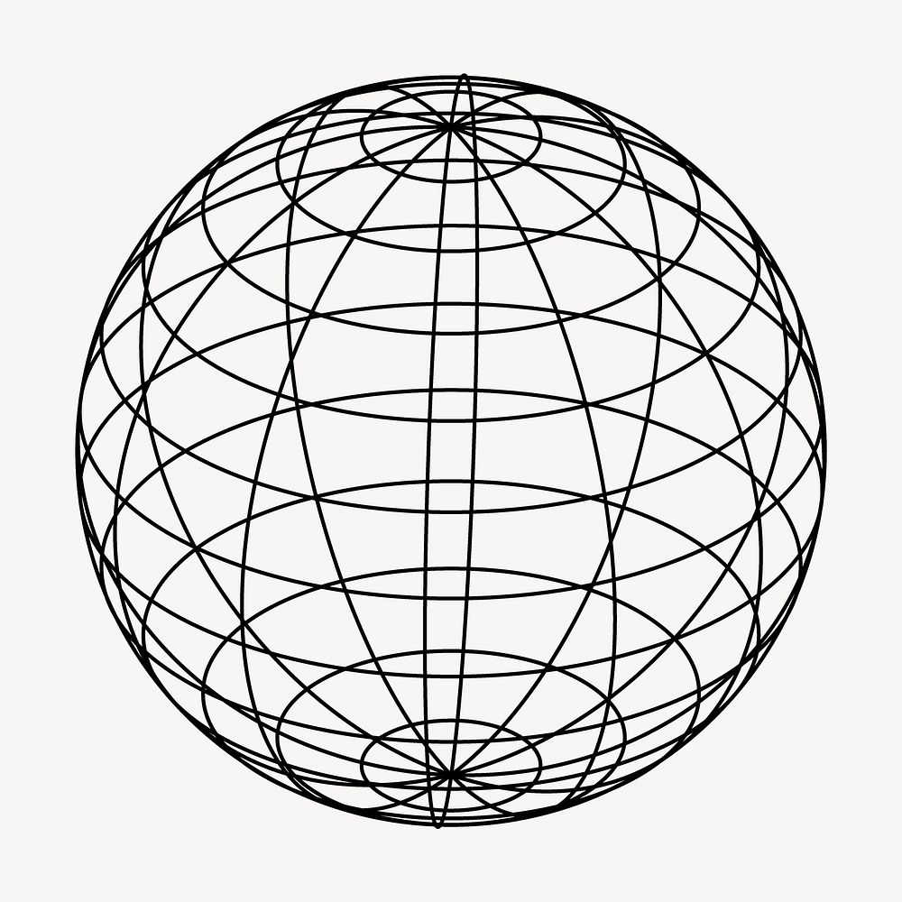 Grid globe collage element, geography illustration vector. Free public domain CC0 image.