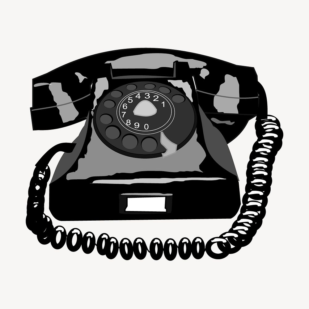 Retro landline telephone clipart, communication illustration vector. Free public domain CC0 image.