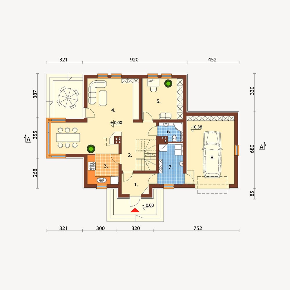 House plan illustration. Free public domain CC0 image.
