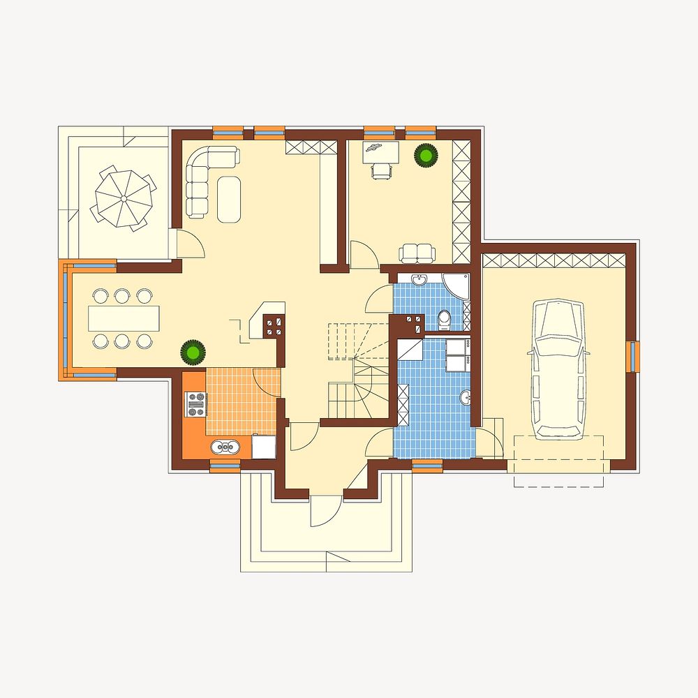 House plan illustration. Free public domain CC0 image.
