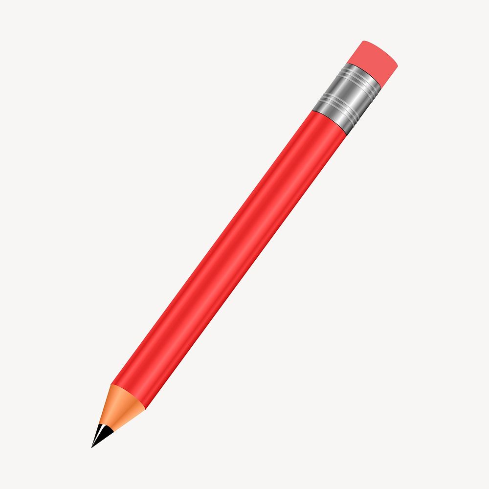 Red pencil clipart, stationery illustration psd. Free public domain CC0 image.