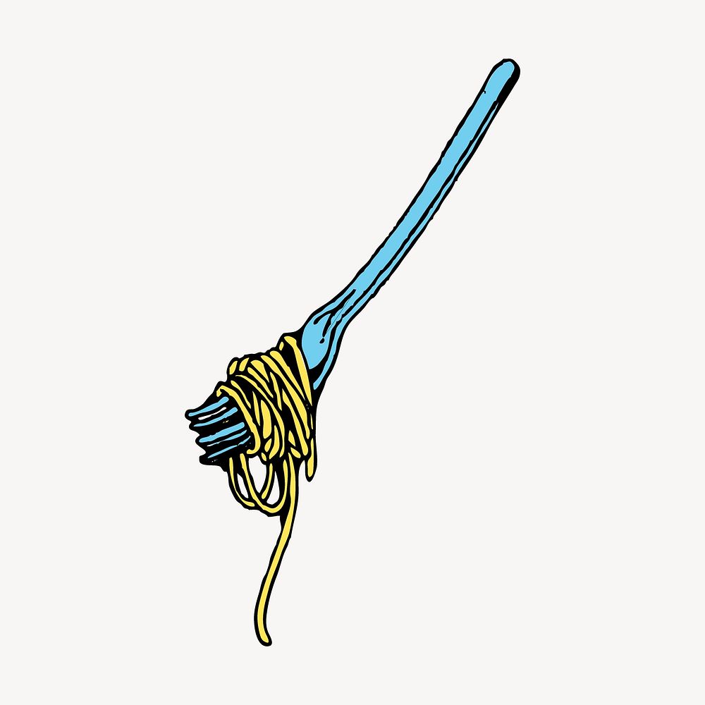 Spaghetti collage element, food illustration vector. Free public domain CC0 image.