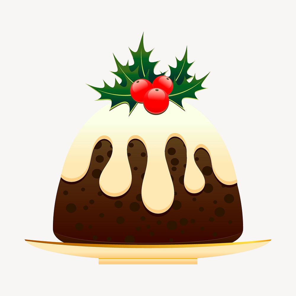 Christmas pudding illustration. Free public domain CC0 image.