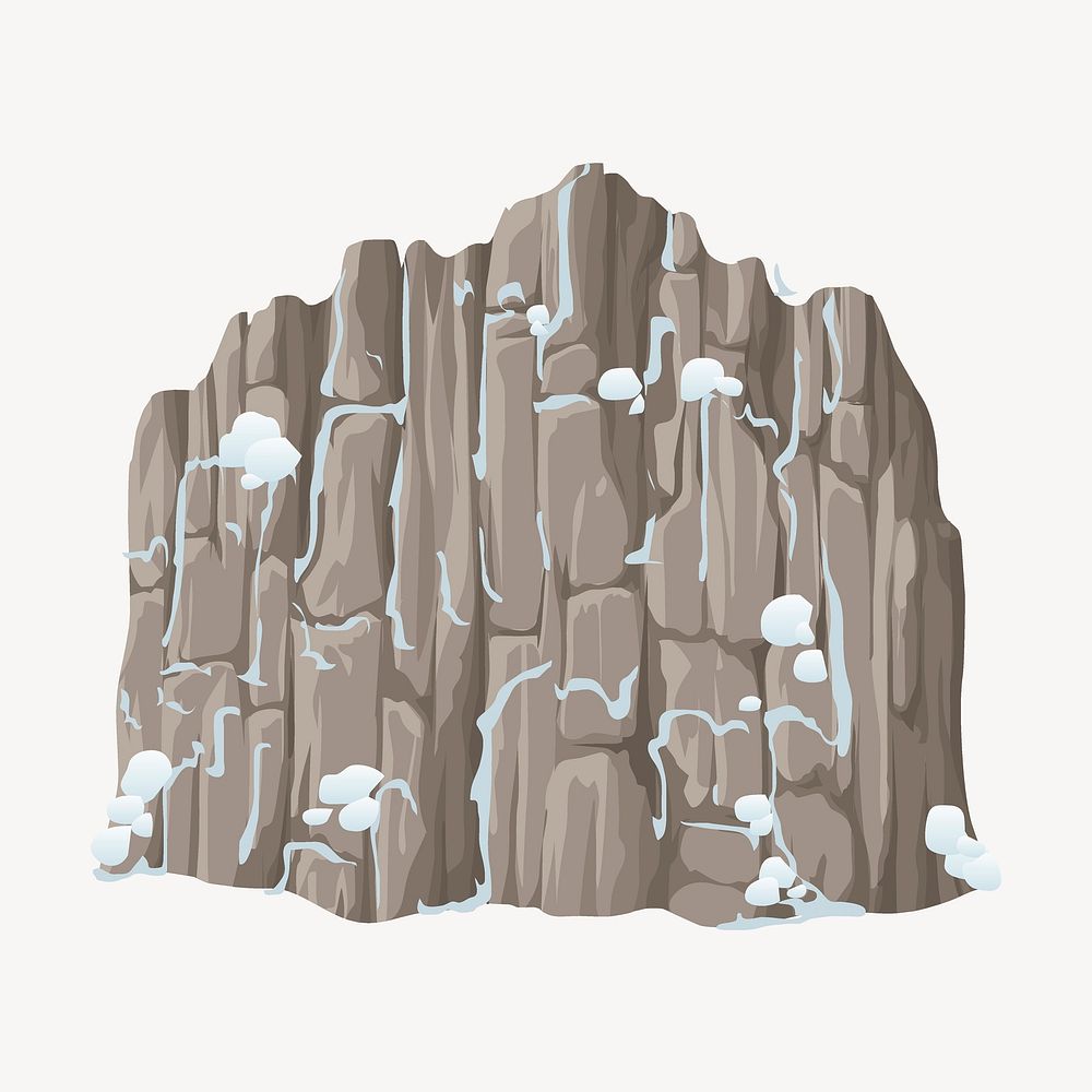 Snowy cliff illustration. Free public domain CC0 image.