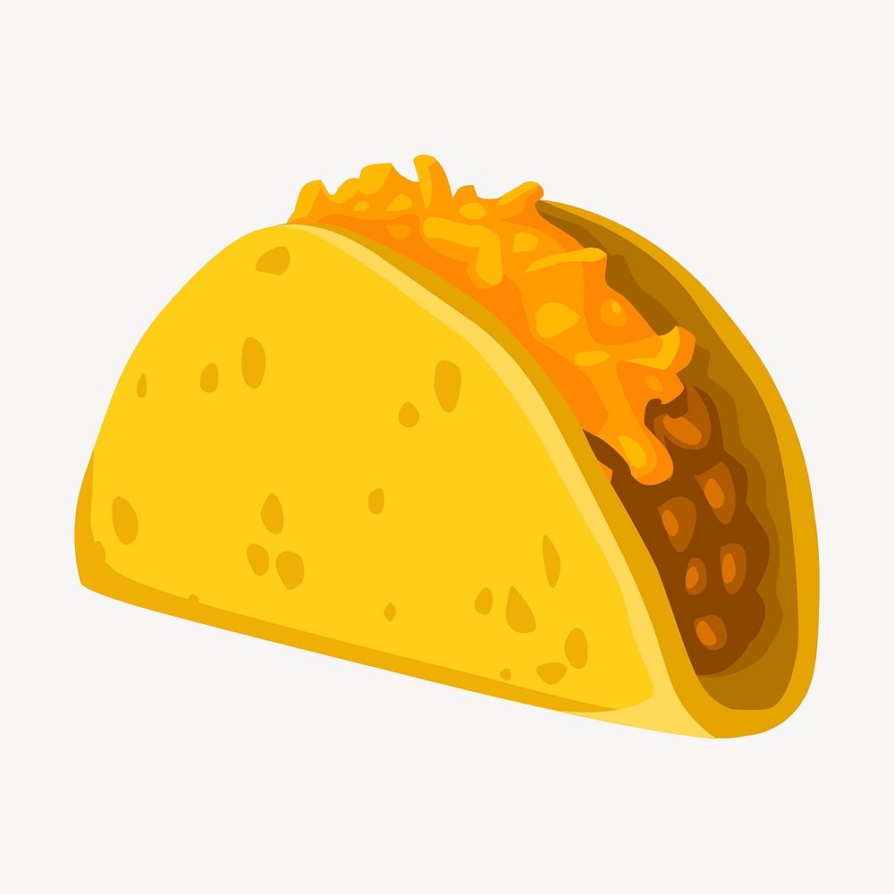 Taco, Mexican food illustration. Free public domain CC0 image.