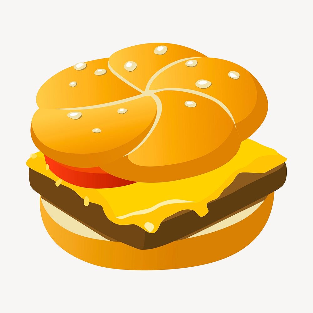Hamburger collage element, food illustration vector. Free public domain CC0 image.