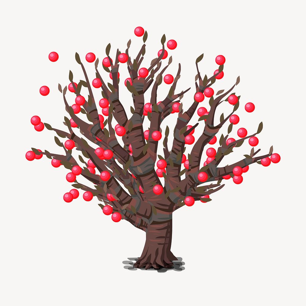 Apple tree collage element, nature illustration psd. Free public domain CC0 image.