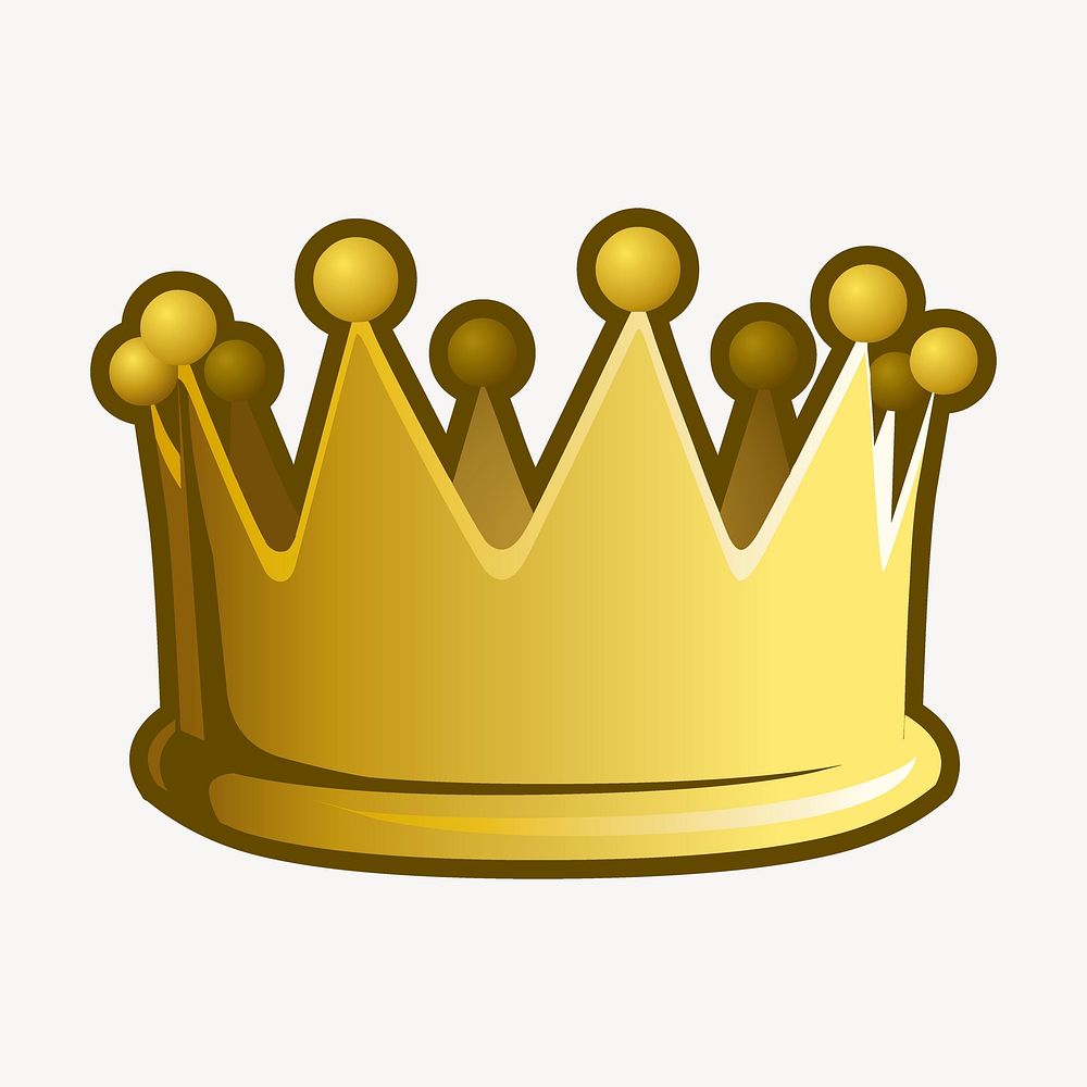 Gold crown clipart, object illustration psd. Free public domain CC0 image.