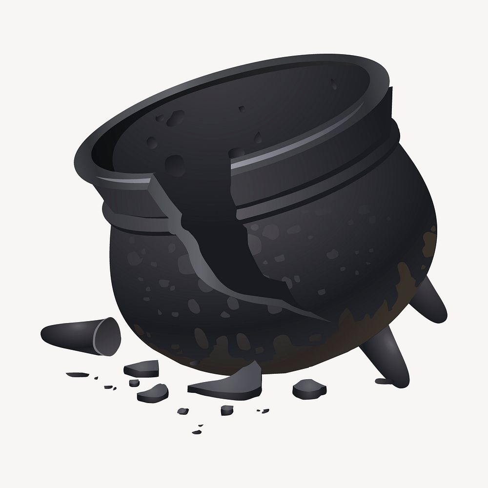 Cracked cauldron clipart, game icon illustration psd. Free public domain CC0 image.