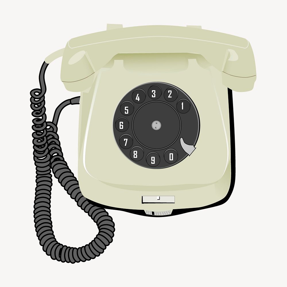 Retro landline telephone clipart, communication illustration psd. Free public domain CC0 image.