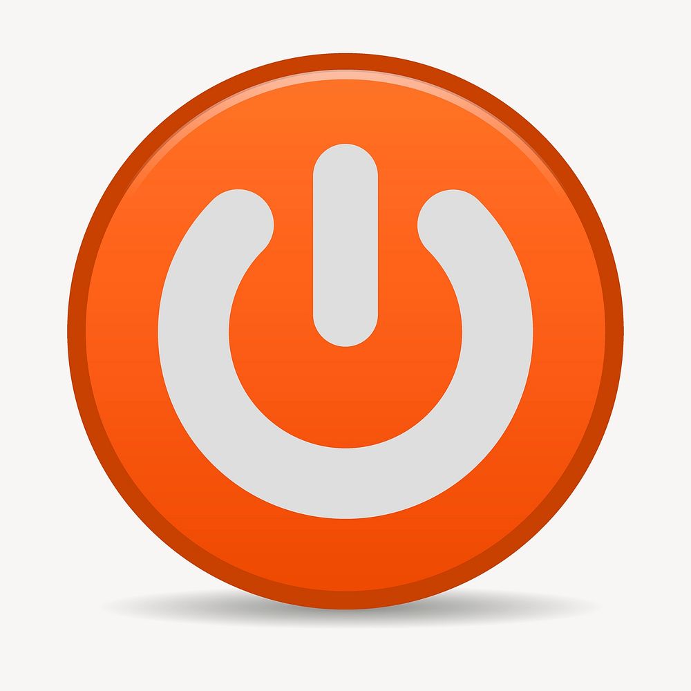 Orange power button icon clipart, system sign illustration psd. Free public domain CC0 image.