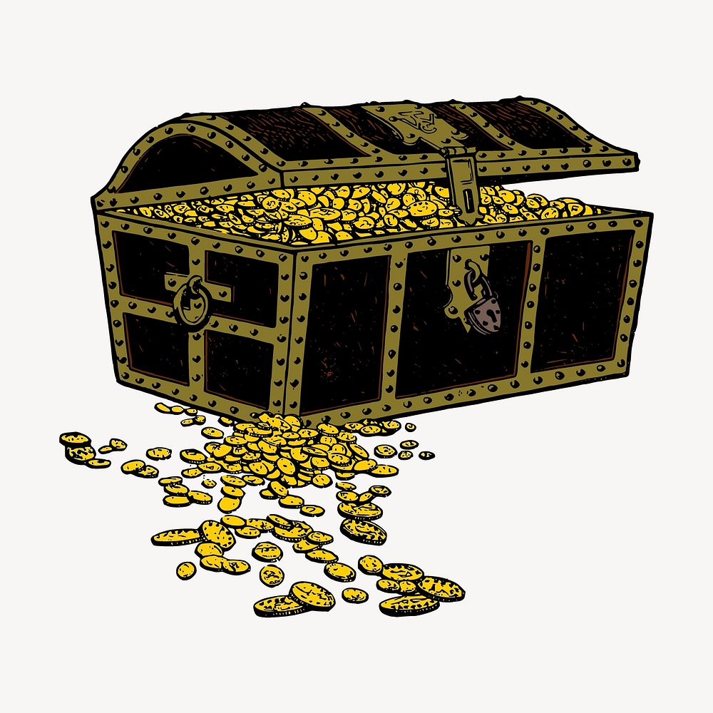 Treasure chest collage element, object illustration psd. Free public domain CC0 image.