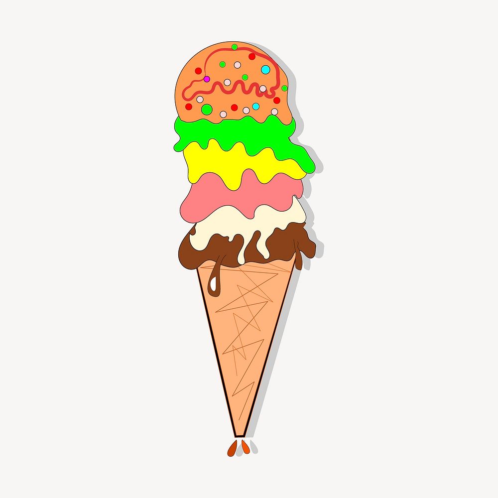 Ice cream collage element, food illustration psd. Free public domain CC0 image.