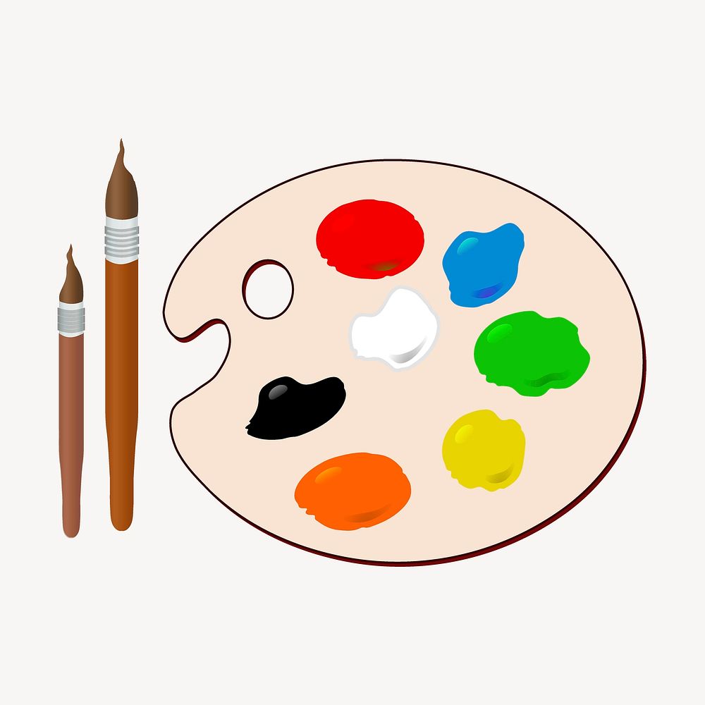 Paint palette clipart, hobby illustration psd. Free public domain CC0 image.