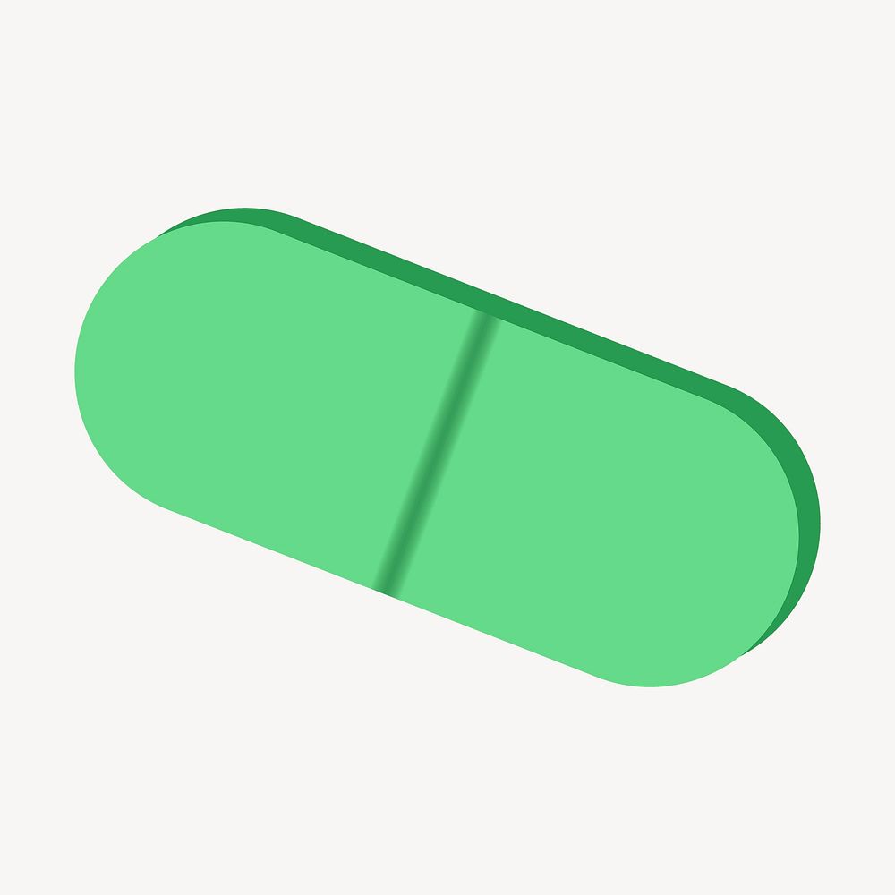 Green pill illustration. Free public domain CC0 image.