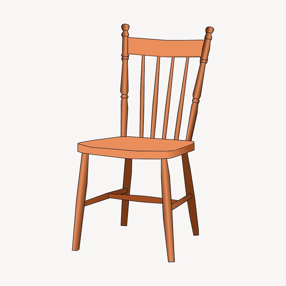 Windsor chair collage element, furniture illustration psd. Free public domain CC0 image.