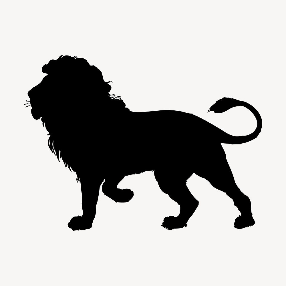 Silhouette lion clipart, wild animal illustration vector. Free public domain CC0 image.