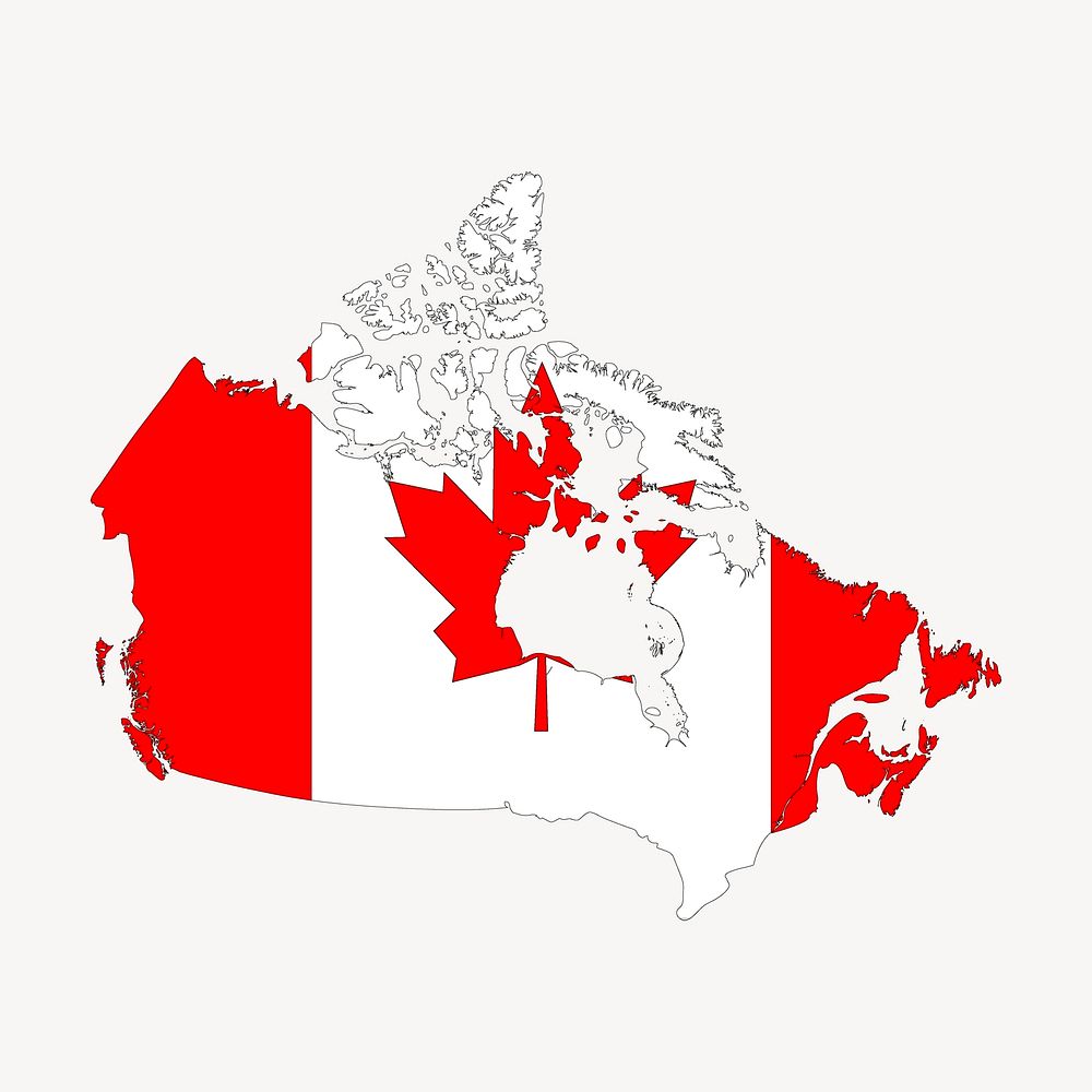 Canada map flag collage element, geography illustration psd. Free public domain CC0 image.