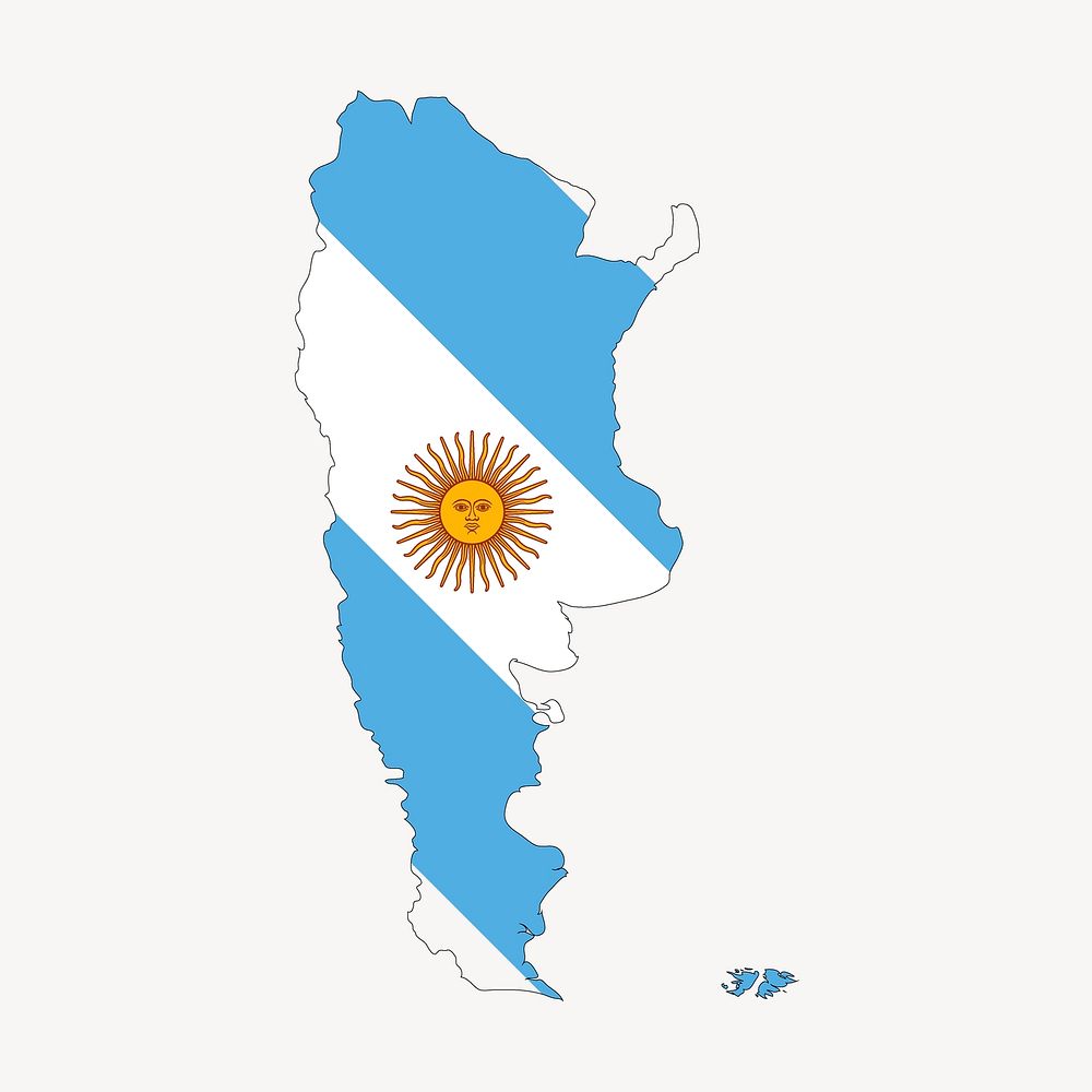 Argentina map flag clipart, geography illustration psd. Free public domain CC0 image.