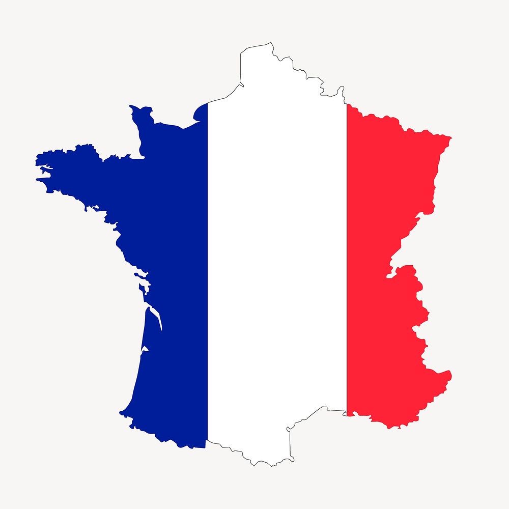 France map flag illustration. Free public domain CC0 image.