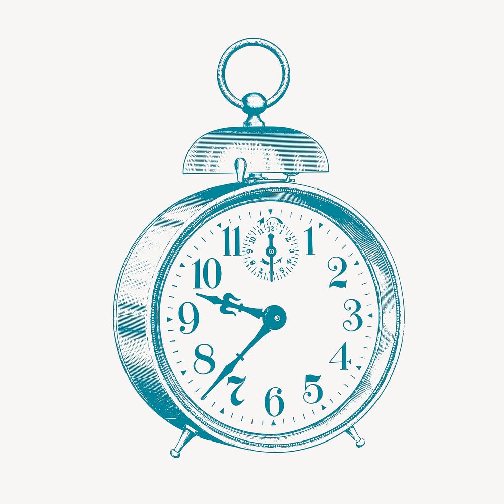 Alarm clock collage element, vintage object illustration vector