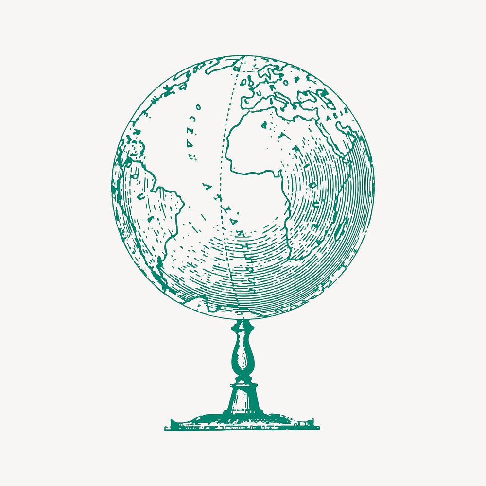 Vintage globe, geographic, education illustration