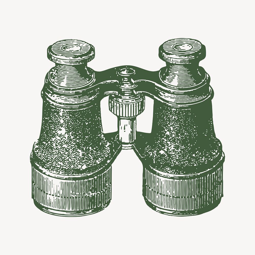 Binocular collage element, travel object illustration vector