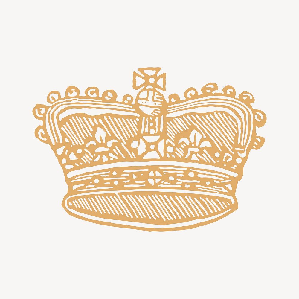 Gold royal crown, vintage illustration