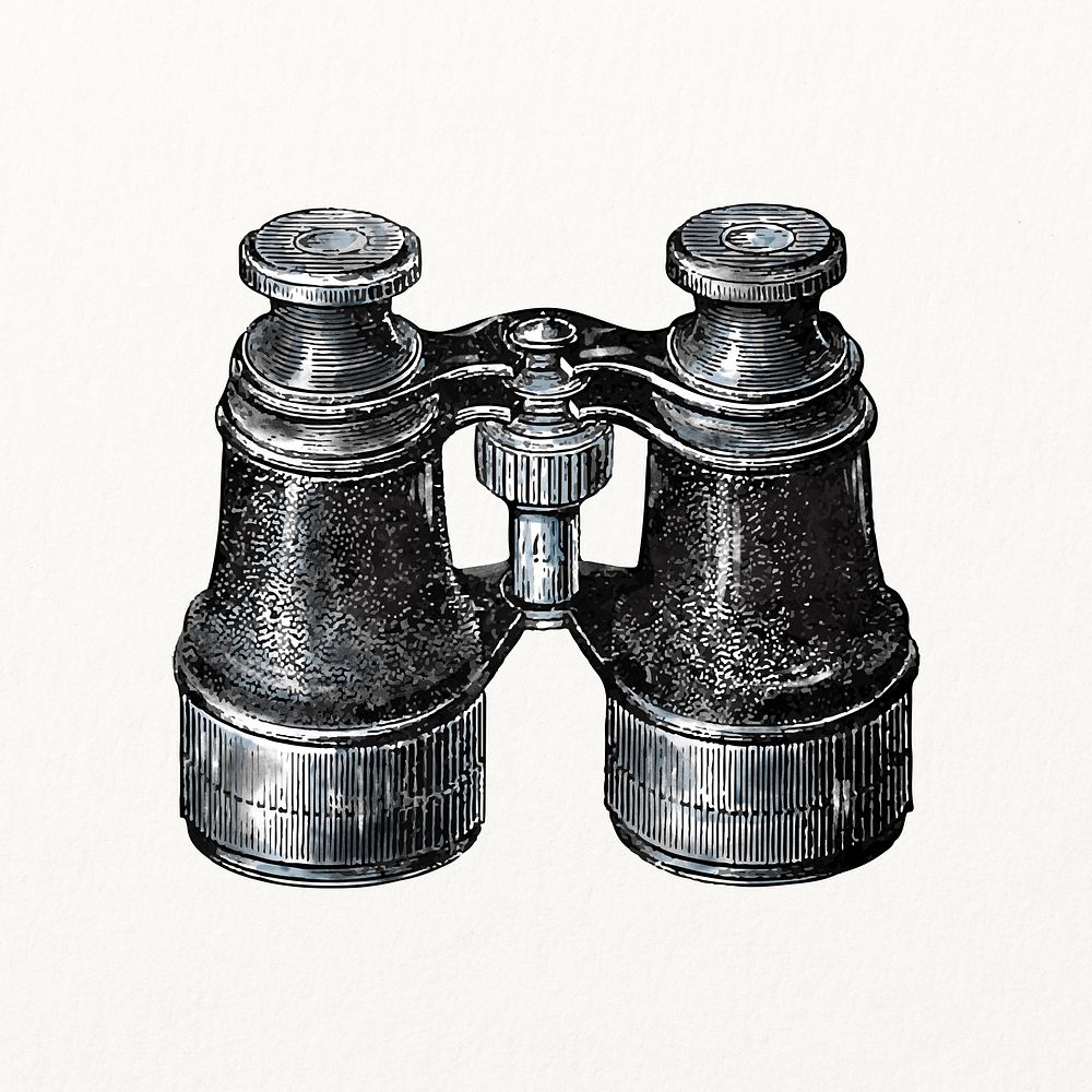 Binoculars watercolor, travel object illustration, vintage design