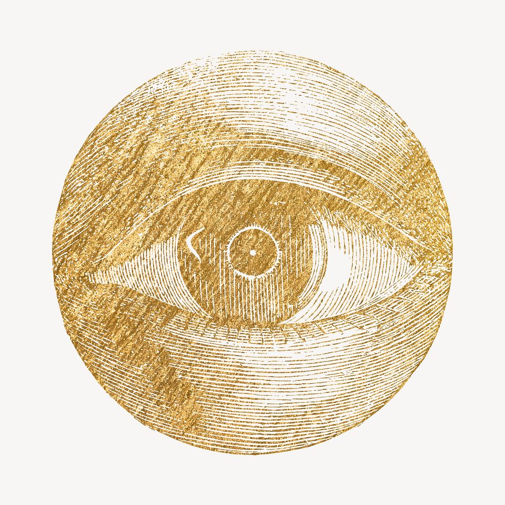 Gold eye clipart, aesthetic mystical art psd