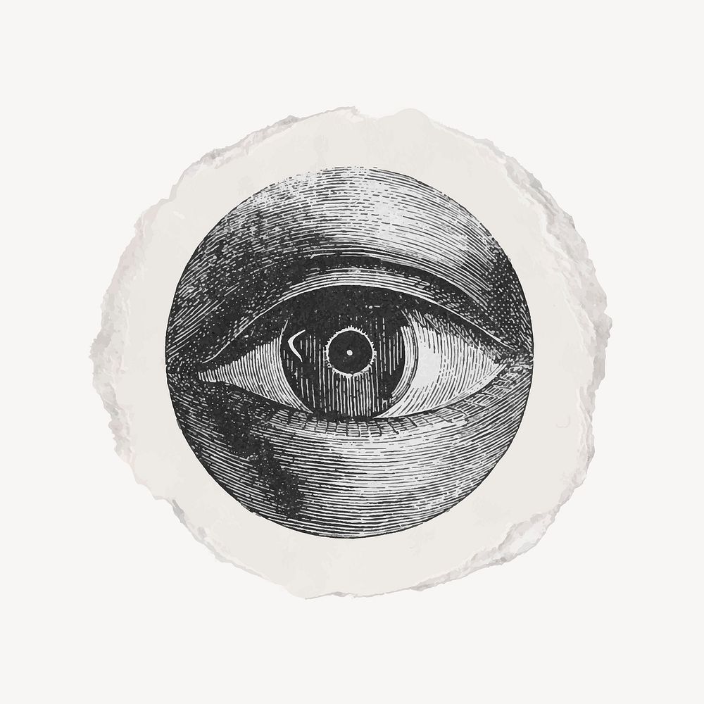 Observing eye ephemera ripped paper | Premium Vector Illustration ...