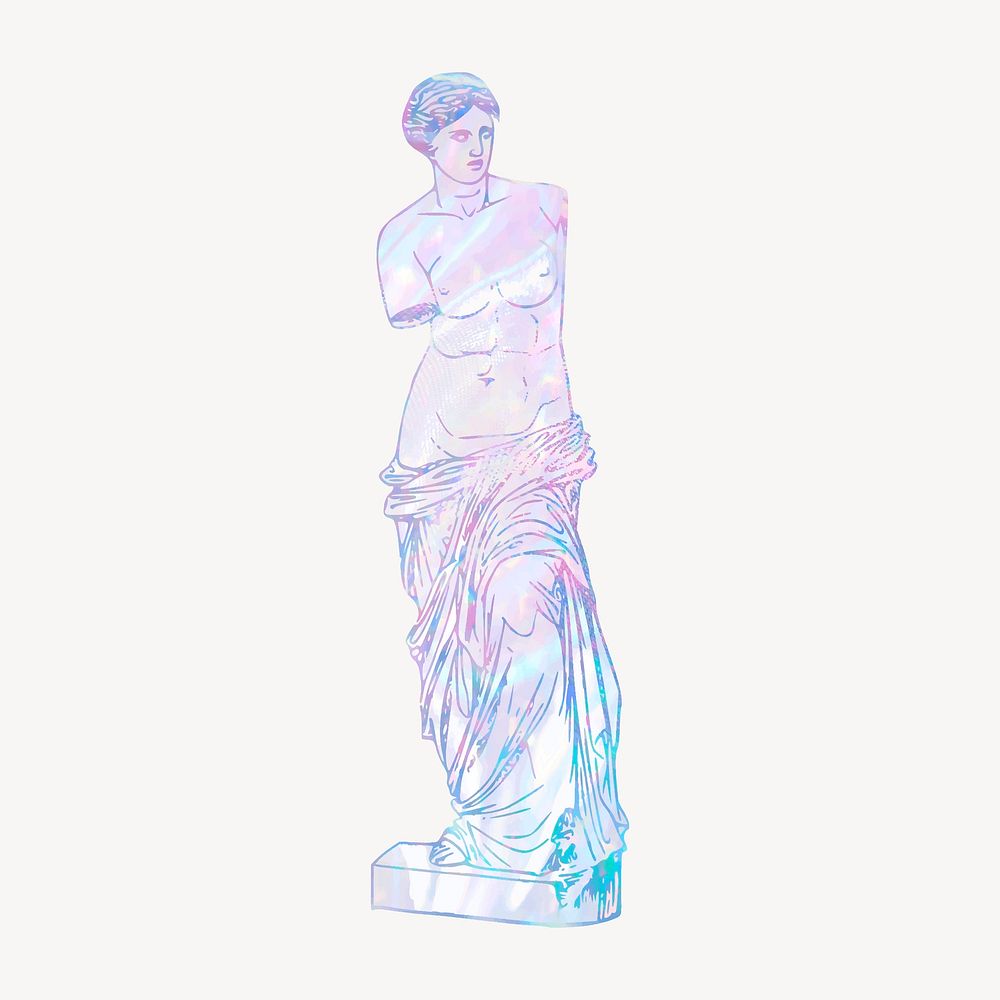 Greek statue holographic clipart, aesthetic illustration vector