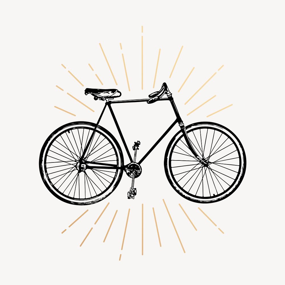 Bicycle drawing, vintage sustainable vehicle illustration