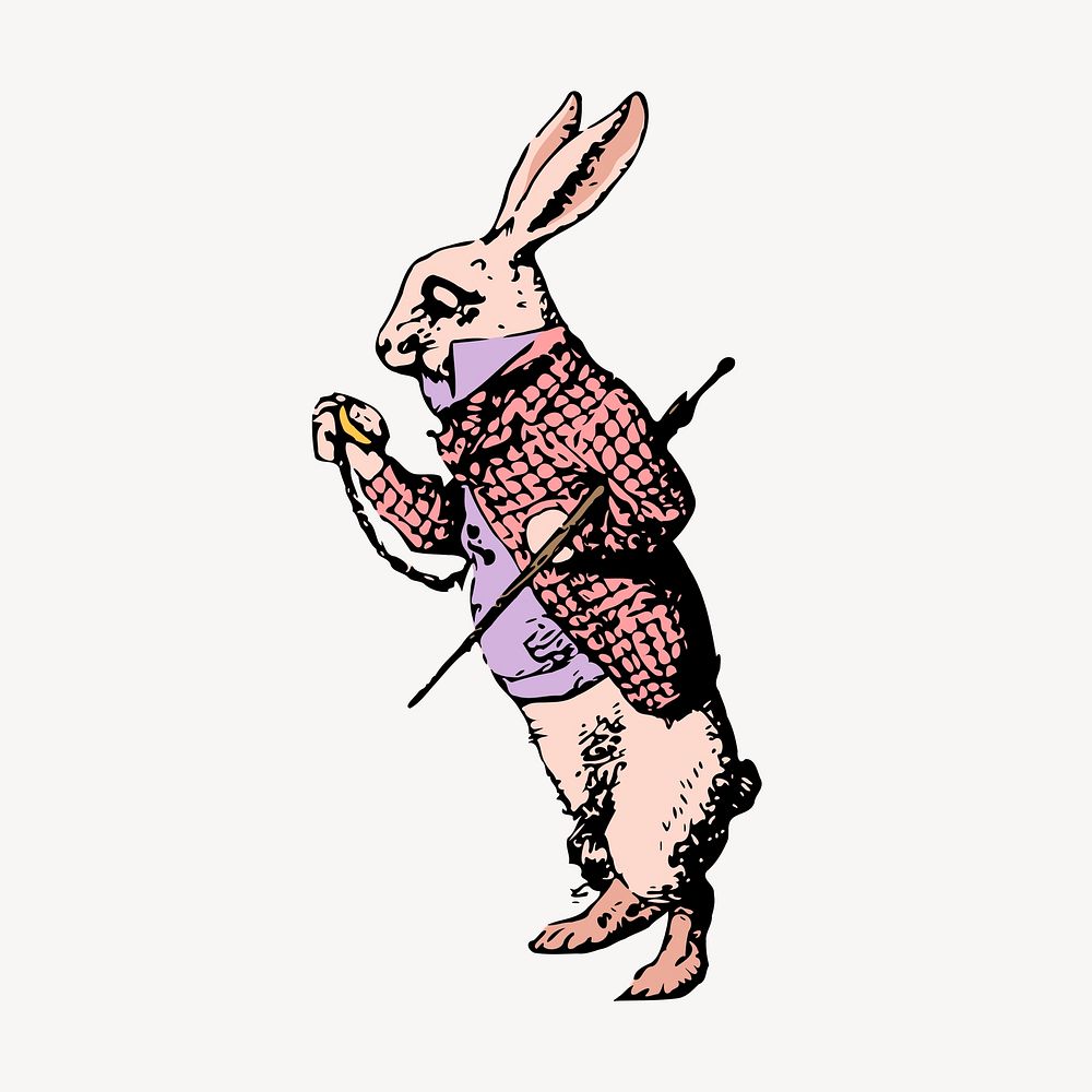 Aesthetic White Rabbit, cartoon character illustration
