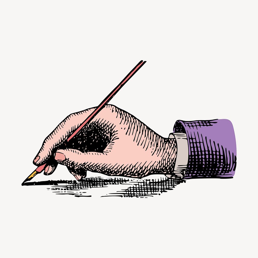 Hand holding pen, business vintage illustration