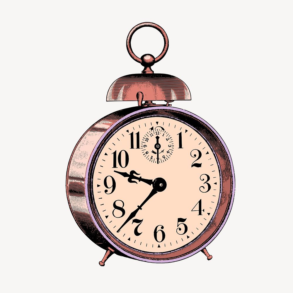 Aesthetic alarm clock, object vintage illustration