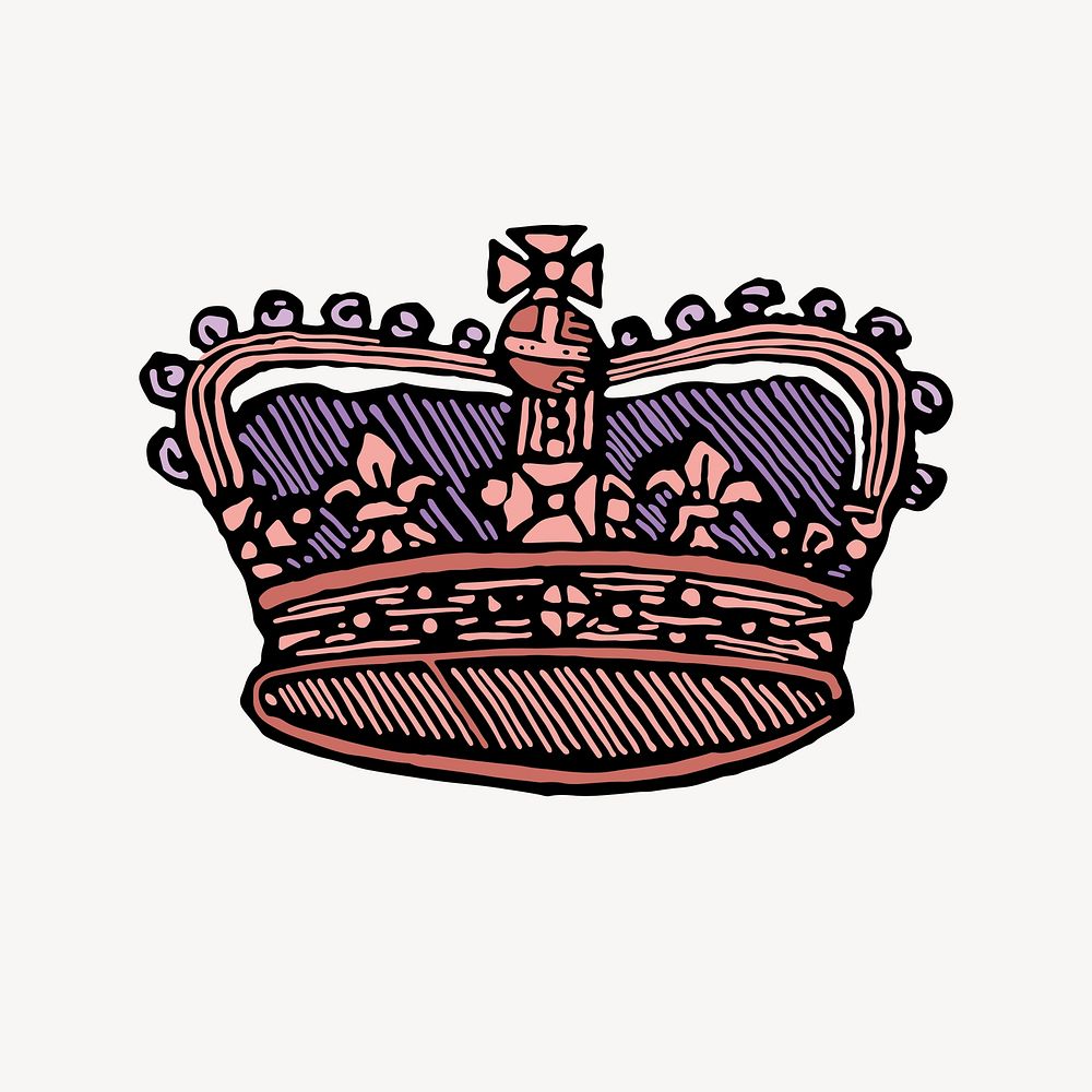 Royal crown clipart, aesthetic, vintage illustration vector