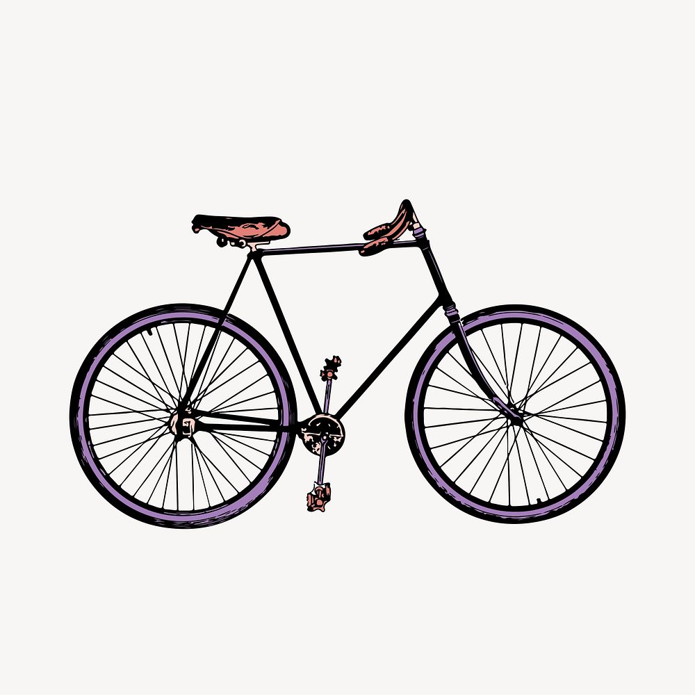Purple bicycle clipart, vehicle aesthetic, vintage illustration vector